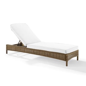 Crosley Bradenton Weathered Brown White Sunbrella Outdoor Chaise Lounge