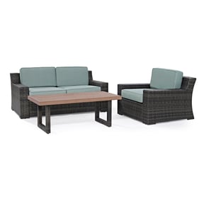 Crosley Beaufort Brown Mist 3pc Outdoor Patio Set with Coffee Table