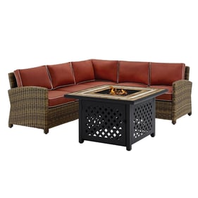 Crosley Bradenton Weathered Brown Sangria 4pc Outdoor Sectional with Tucson...