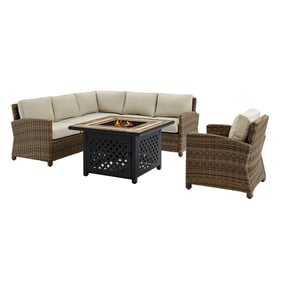 Crosley Bradenton Weathered Brown Sand 5pc Outdoor Sectional with Tucson Fi...