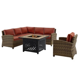 Crosley Bradenton Weathered Brown Sangria 5pc Outdoor Sectional with Tucson...