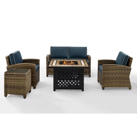 Crosley Bradenton Weathered Brown Navy 5pc Outdoor Seating Set with Tucson ...