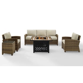 Crosley Bradenton Weathered Brown Sand 5pc Outdoor Set with Tucson Fire Tab...