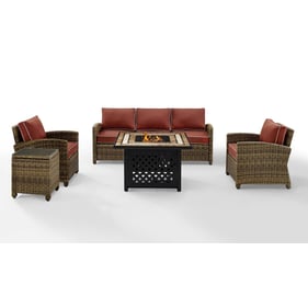 Crosley Bradenton Weathered Brown Sangria 5pc Outdoor Set with Tucson Fire ...