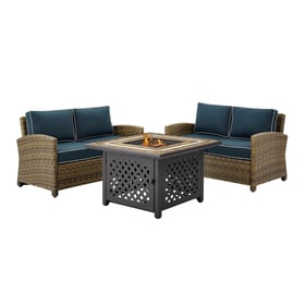 Crosley Bradenton Weathered Brown Navy 3pc Outdoor Seating Set with Tucson ...