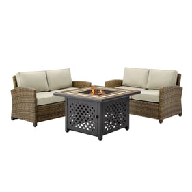 Crosley Bradenton Weathered Brown Sand 3pc Outdoor Seating Set with Tucson ...