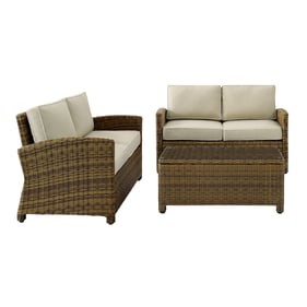 Crosley Bradenton Weathered Brown Sand 3pc Outdoor Patio Seating Set