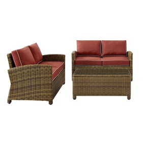 Crosley Bradenton Weathered Brown Sangria 3pc Outdoor Patio Seating Set