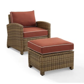 Crosley Bradenton Weathered Brown Sangria 2pc Outdoor Armchair with Ottoman...