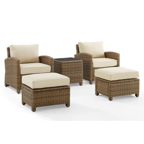 Crosley Bradenton Weathered Brown Sand 5pc Outdoor Arm Chair with Ottoman