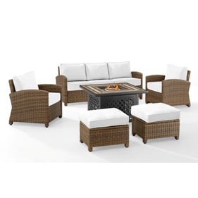 Crosley Bradenton Weathered Brown White Sunbrella 6pc Outdoor Set with Dant...