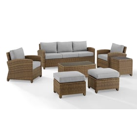 Crosley Bradenton Weathered Brown Gray 7pc Outdoor Patio Set