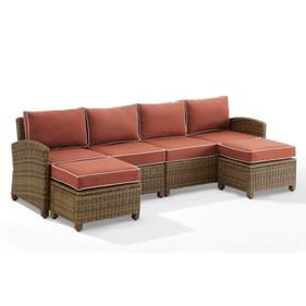 Crosley Bradenton Weathered Brown Sangria 4pc Outdoor Patio Sectional