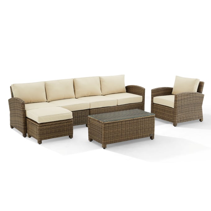 Crosley Bradenton Weathered Brown Sand 5pc Outdoor Patio Sectional CRSL-KO70188WB-SA