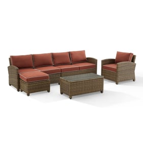 Crosley Bradenton Weathered Brown Sangria 5pc Outdoor Patio Sectional