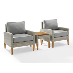 Crosley Capella Gray 3pc Outdoor Armchair with Side Table Set