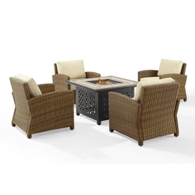 Crosley Bradenton Weathered Brown Sand 5pc Outdoor Armchair with Tucson Fir...