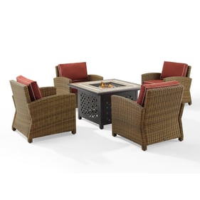 Crosley Bradenton Weathered Brown Sangria 5pc Outdoor Armchair with Tucson ...