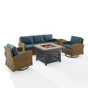 Crosley Bradenton Navy 5pc Outdoor Set with Tucson Fire Table