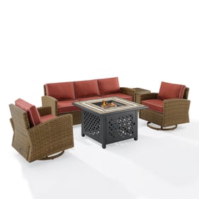 Crosley Bradenton Sangria 5pc Outdoor Set with Tucson Fire Table