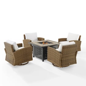 Crosley Bradenton White Sunbrella 5pc Outdoor Swivel Rocker Set with Tucson...