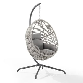 Crosley Lorelei Gray Indoor Outdoor Hanging Egg Chair with Stand