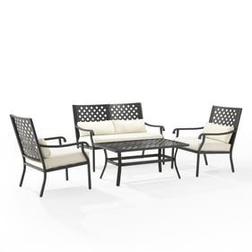 Crosley Alistair Creme Matte Black 4pc Outdoor Patio Set