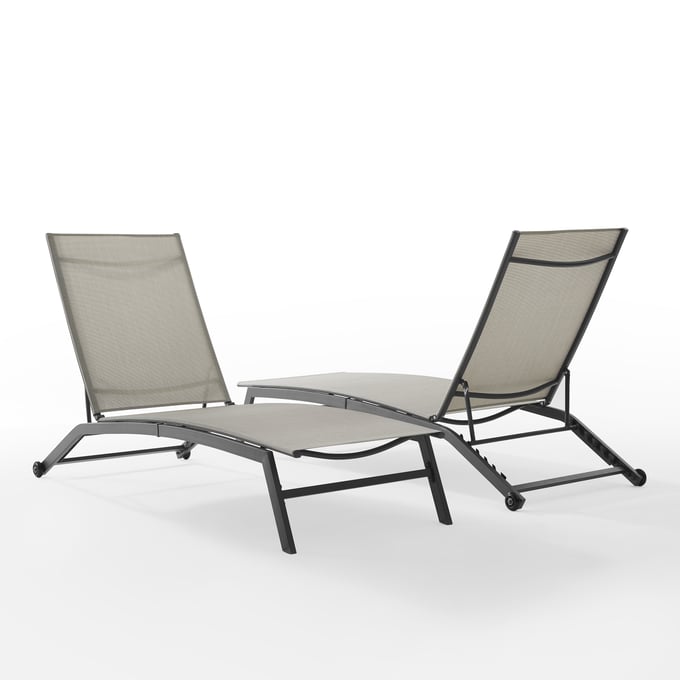 2 Crosley Weaver Light Gray Outdoor Chaise Lounges CRSL-KO70390MB-LG