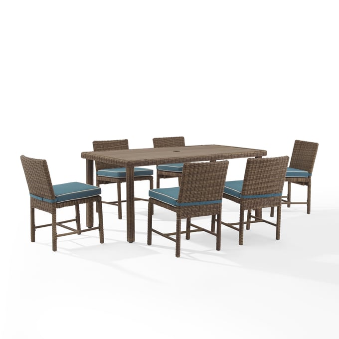 Crosley Bradenton Navy Weathered Brown 7pc Outdoor Dining Set CRSL-KO70420WB-NV