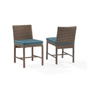 2 Crosley Bradenton Navy Wicker Outdoor Dining Chairs