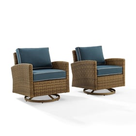 2 Crosley Bradenton Navy Outdoor Swivel Rocker Chairs