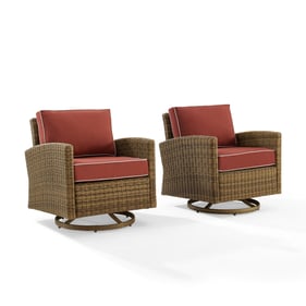 2 Crosley Bradenton Sangria Outdoor Swivel Rocker Chairs