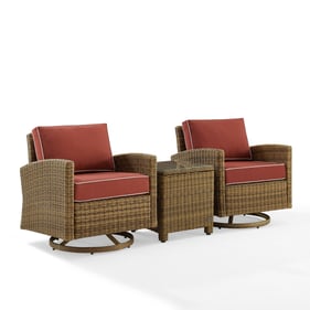 Crosley Bradenton Sangria 3pc Outdoor Swivel Rocker Chair with Side Table S...