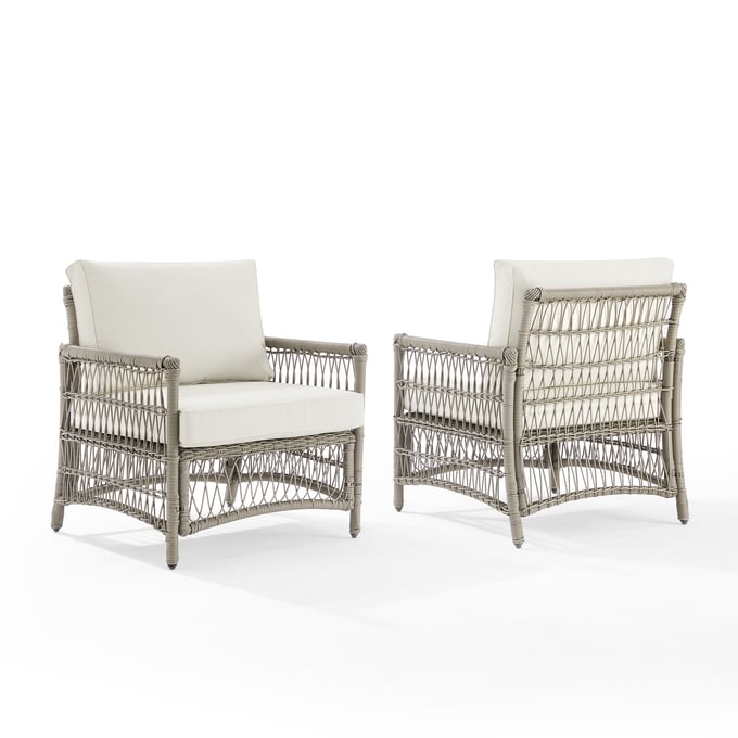 2 Crosley Thatcher Creme Outdoor Chairs CRSL-KO70434DW-CR