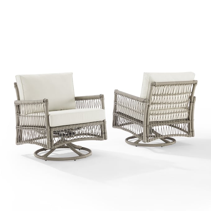 2 Crosley Thatcher Creme Outdoor Swivel Rocker Chairs CRSL-KO70435DW-CR