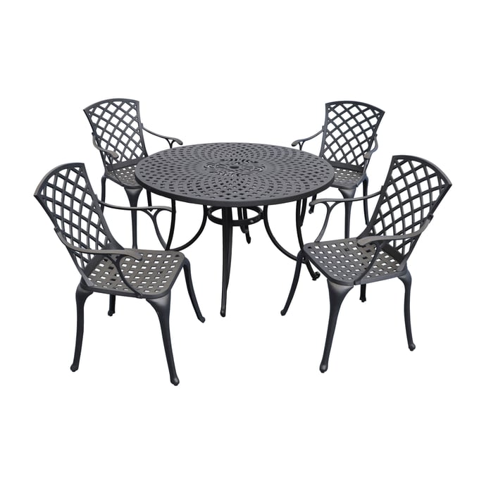 Crosley Sedona Black 46 Inch 5pc Round Outdoor Dining Set CRSL-KOD6002BK