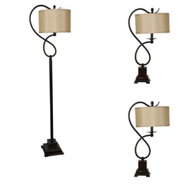 Crestview Collection Steel 3pc Table Floor Lamp Set