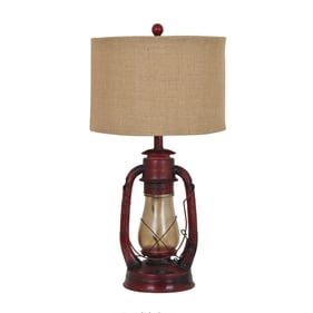 Crestview Collection Lauren Red Amber Burlap Table Lamp