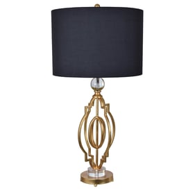 2 Crestview Collection Shine Gold Leaf Black Table Lamps