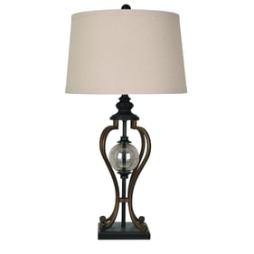 2 Crestview Collection Whitby Bronze Oatmeal Table Lamps