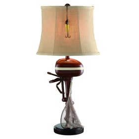 Crestview Collection Motor Boating Red Antique White Table Lamp