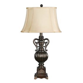 2 Crestview Collection Moira Black Bronze Beige Table Lamps