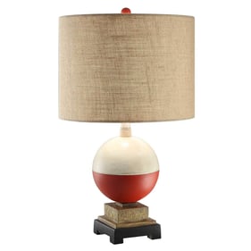 2 Crestview Collection Bobber Red White Brown Table Lamps