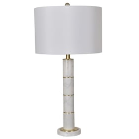 2 Crestview Collection White Marble Column Table Lamps