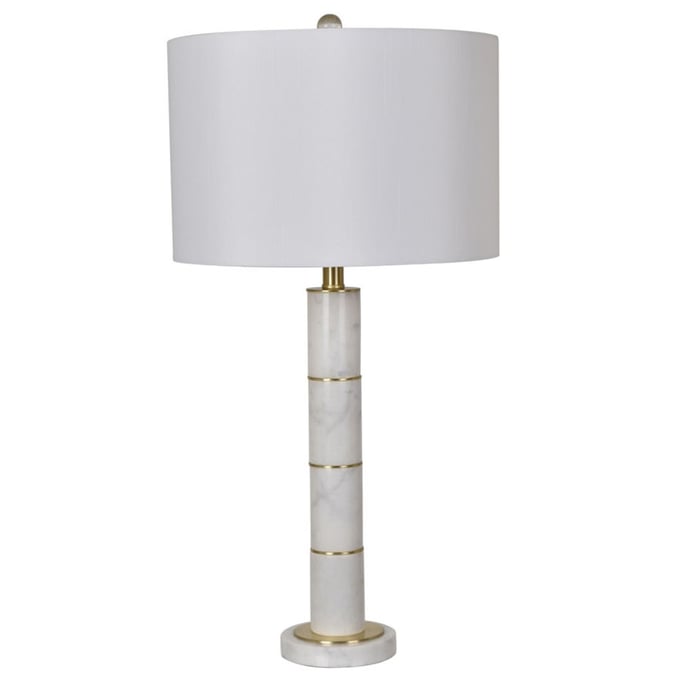 2 Crestview Collection White Marble Column Table Lamps CRST-CVAVP614