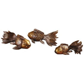 Crestview Collection Koi Antique Gold 3pc Statues Set