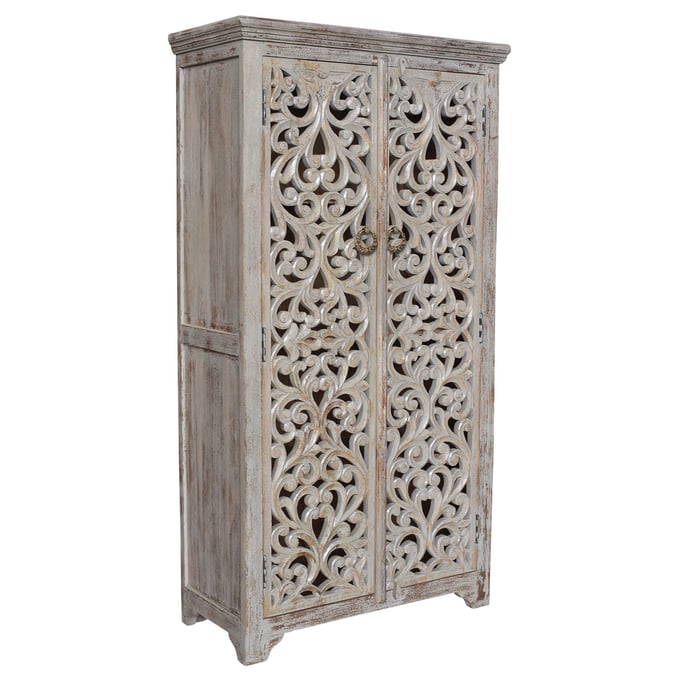 Crestview Collection Bengal Manor Mango Wood Hand Carved Tall Cabinet CRST-CVFNR353