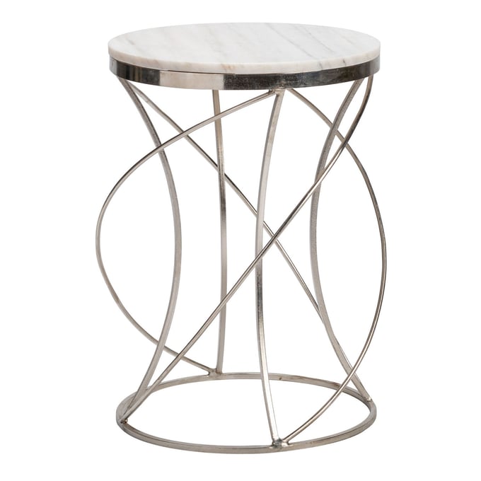 Crestview Collection Chaney White Silver Round Marble Table CRST-CVFNR864