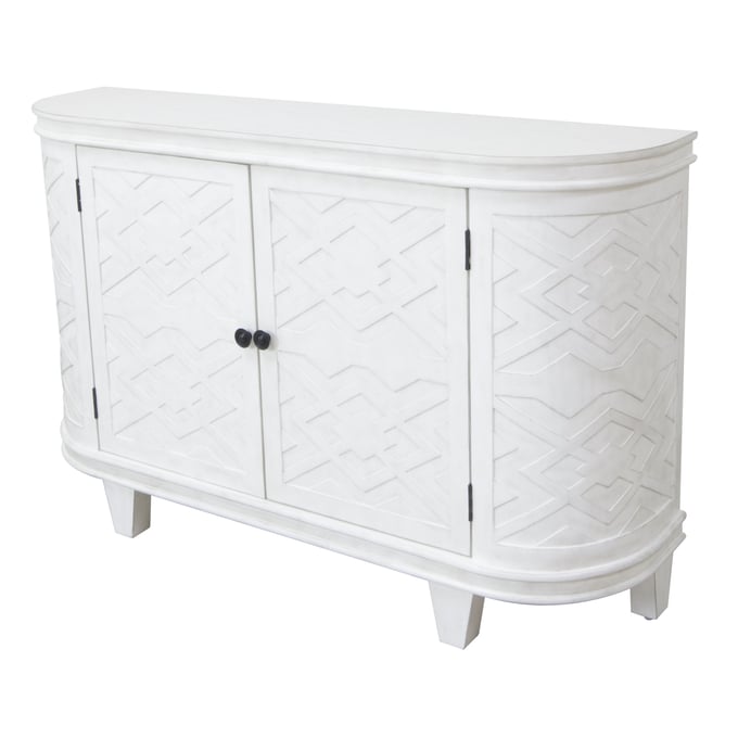 Crestview Collection Hawthorne Estate White Fretwork Credenza CRST-CVFVR8154