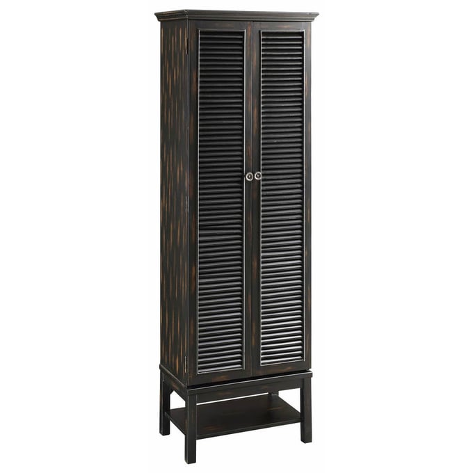 Crestview Collection Wilmington Louvered Black Tall Cabinet CRST-CVFZR1271